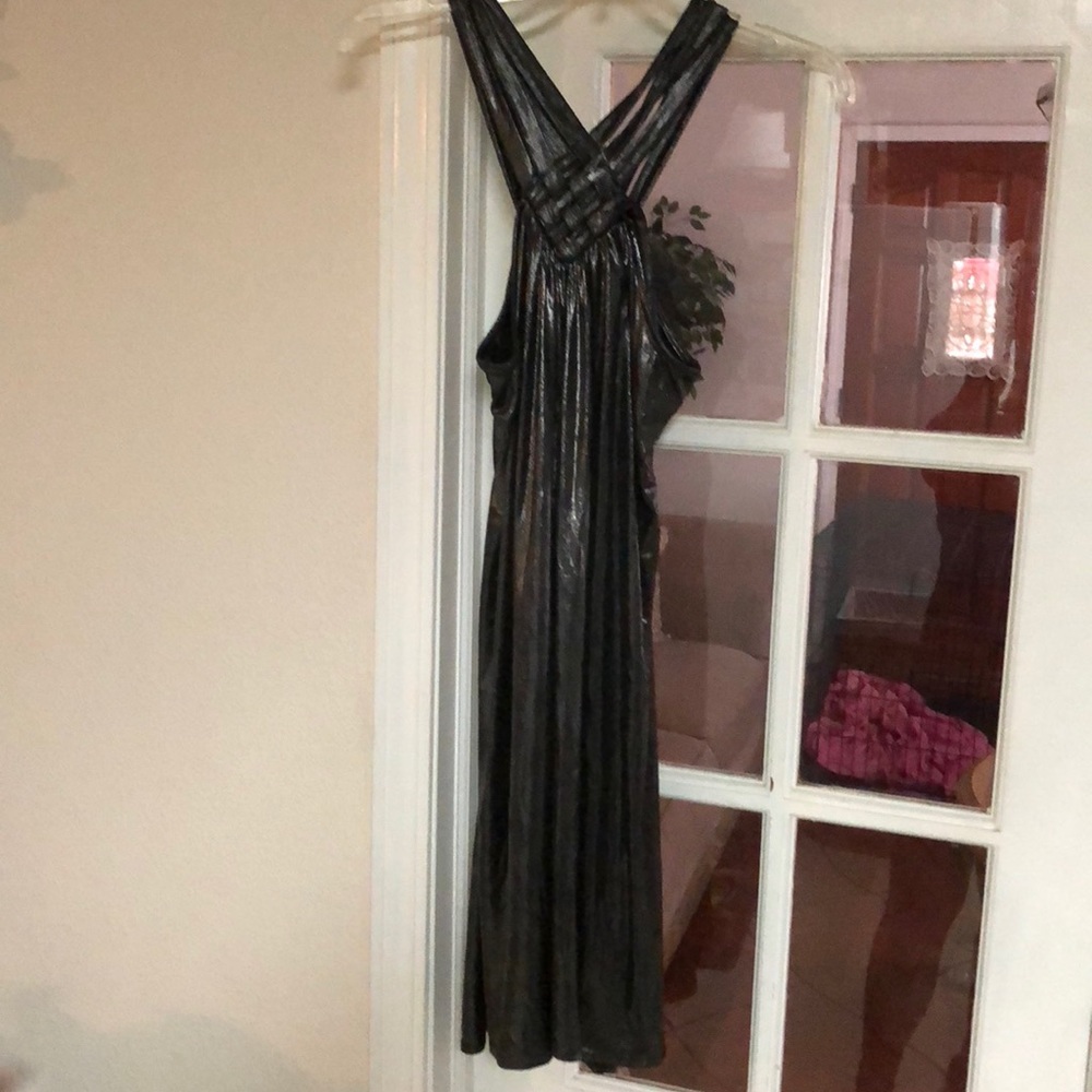Metallic smoke black dress